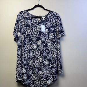 EST 1946 Floral Navy Blue Women's Top. Size 22/24W.